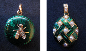 Victorian green enamel lockets from Doyle & Doyle