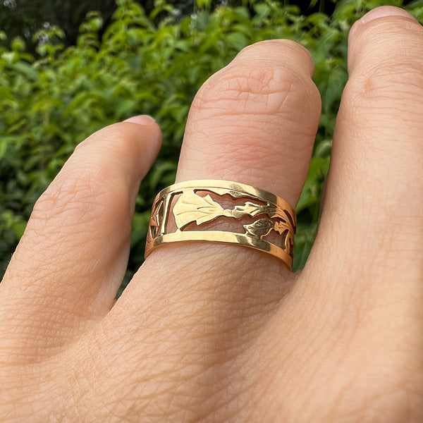 Antique Pierced Gold Band, Size 3/4