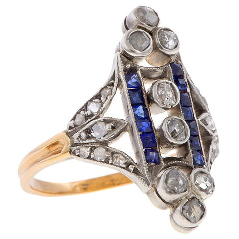 Edwardian Diamond & Sapphire Ring sold by Doyle and Doyle an antique and vintage jewelry boutique