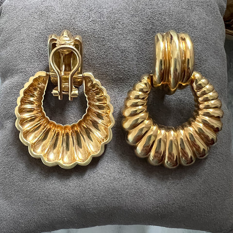 Vintage Spritzer & Fuhrman Gold Door Knocker Earrings, from Doyle & Doyle antique and vintage jewelry boutique