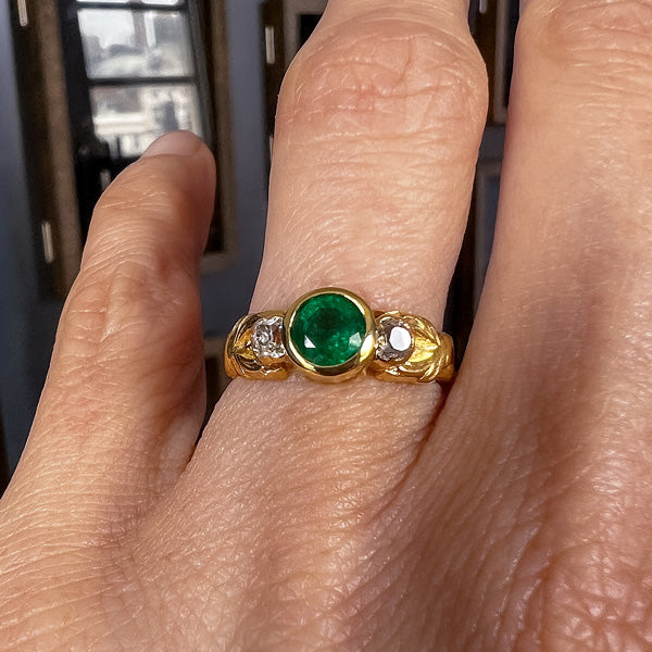Victorian Emerald &amp; Diamond Ring sold by Doyle and Doyle an antique and vintage jewelry boutique