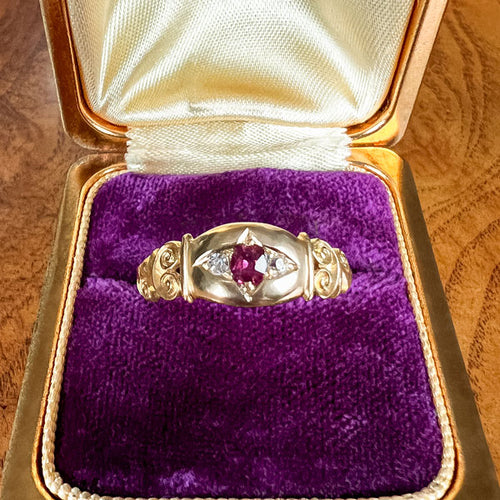 Victorian Ruby & Diamond Ring sold by Doyle and Doyle an antique and vintage jewelry boutique