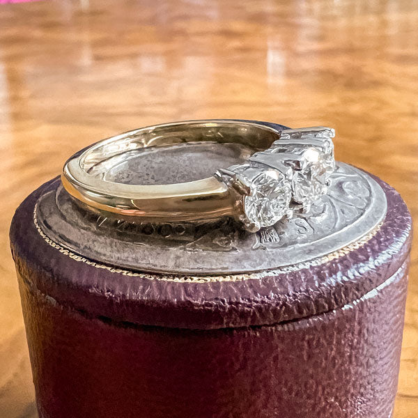 Estate Three Stone Diamond Ring sold by Doyle and Doyle an antique and vintage jewelry boutique