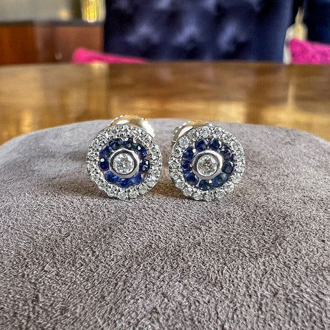 Diamond & Gemstone Target Earrings