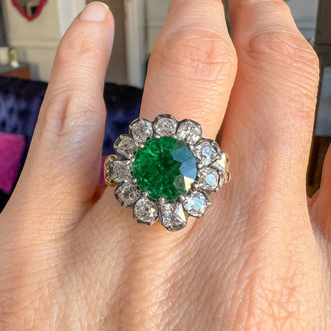 Antique Emerald & Diamond Ring sold by Doyle and Doyle an antique and vintage jewelry boutique