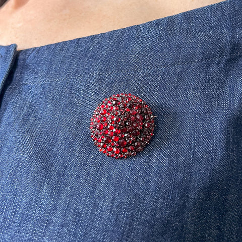 Victorian Bohemian Garnet Pin sold by Doyle and Doyle an antique and vintage jewelry boutique