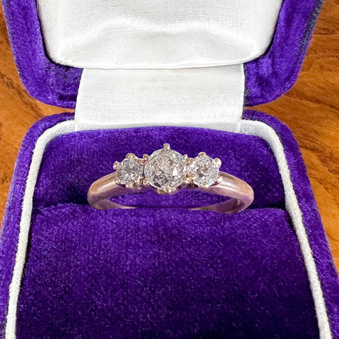 Antique Three Stone Diamond Engagement Ring sold by Doyle and Doyle an antique and vintage jewelry boutique