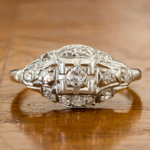 Art Deco Diamond Ring, RBC 0.10ct. sold by Doyle and Doyle an antique and vintage jewelry boutique