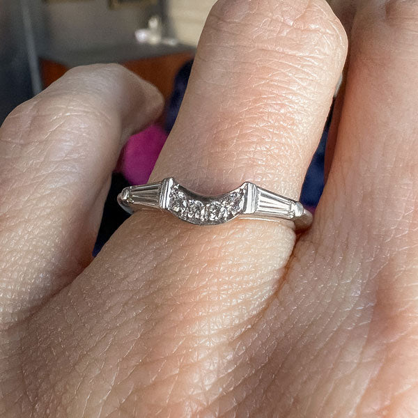 Diamond Wedding Baguette Curved Wedding Band Large Wren White