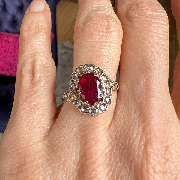Antique Ruby Rose Cut Diamond Ring