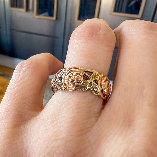 Vintage Rose Band Ring, Size 1/4