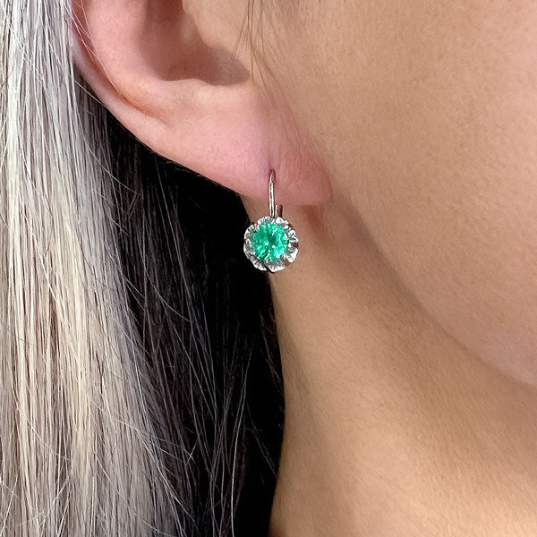 Antique Vintage Emerald Earrings Vintage Emerald Drop Earrings