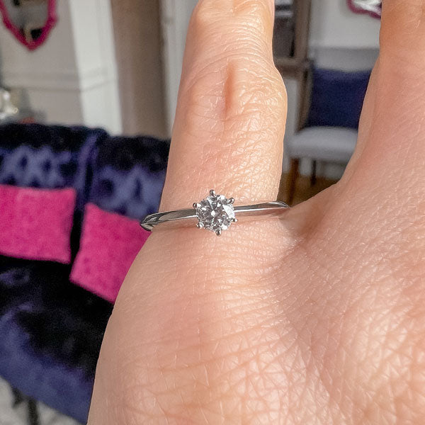 Tiffany Setting On Hand TIFFANY Carat Round Brilliant Cut Diamond