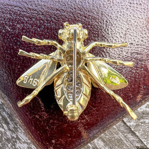 thumbnail image 2 of Brooch With Rhinestones And Pearl, Honey Bee 2 of 12