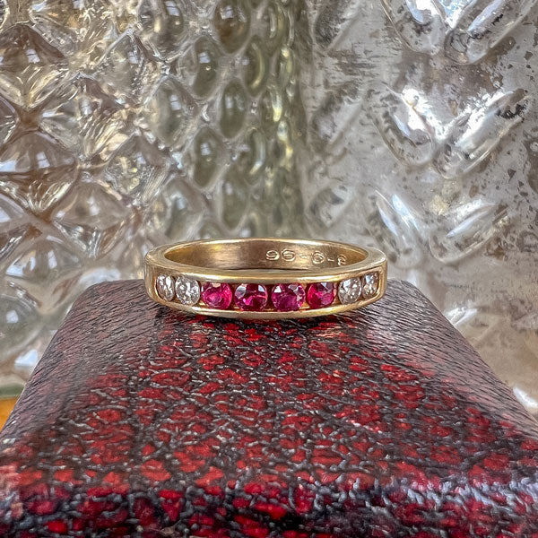 Vintage Ruby Diamond Band Ring, Size