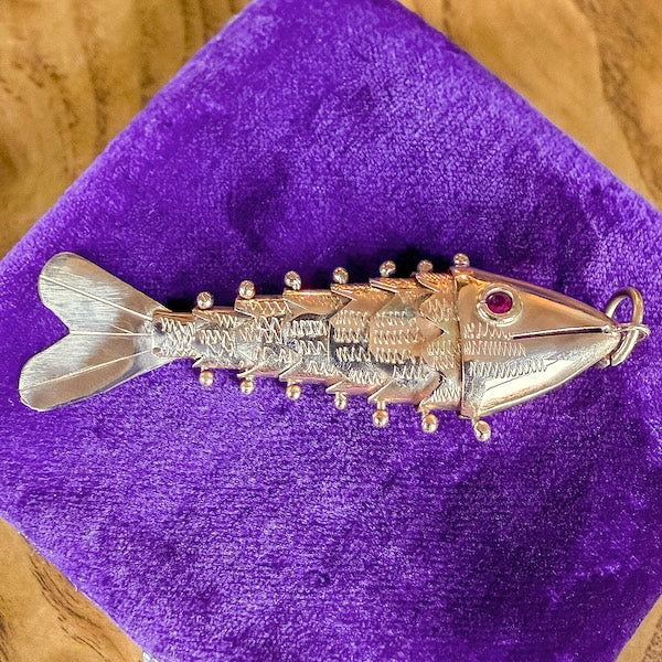 fish lure jewelry Vintage Articulated Fish Pendant