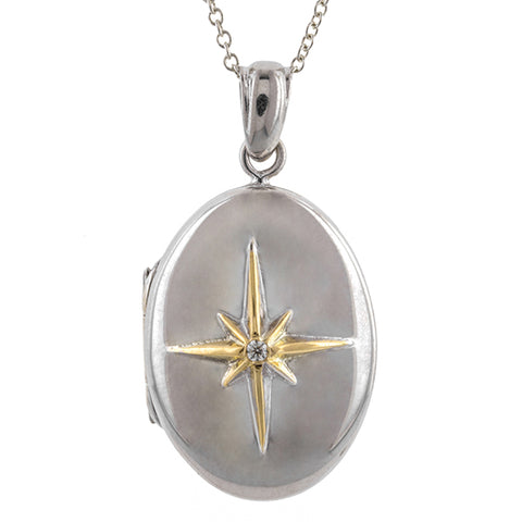 North Star Locket Large West 13th Collection, sold by Doyle & Doyle vintage and antique jewelry boutique.