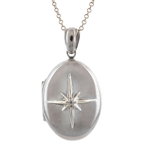 North Star Locket Large West 13th Collection, sold by Doyle & Doyle vintage and antique jewelry boutique.