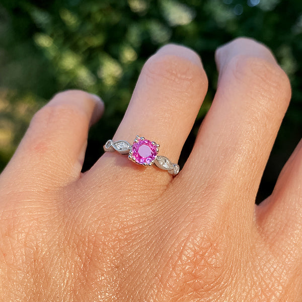 Vintage Pink Sapphire Diamond Ring
