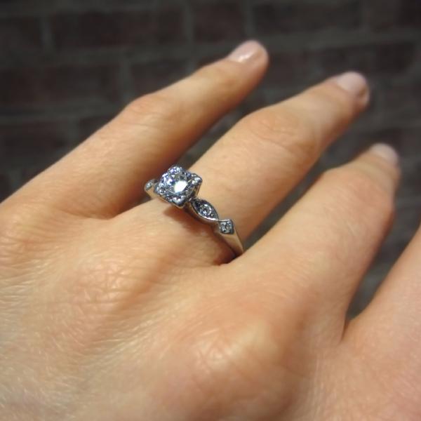 Vintage Diamond Engagement Ring, RBC 0.58ct