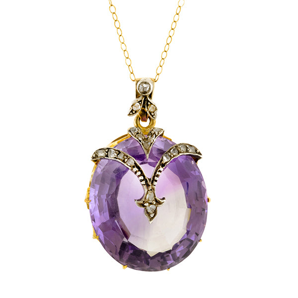 Amethyst pendant with diamonds Clearance