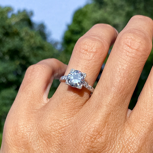 Edwardian Diamond Engagement Ring, Transitional Round Brilliant 2.14ct