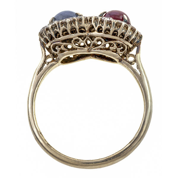 Vintage Star Ruby, Star Sapphire & Diamond Ring