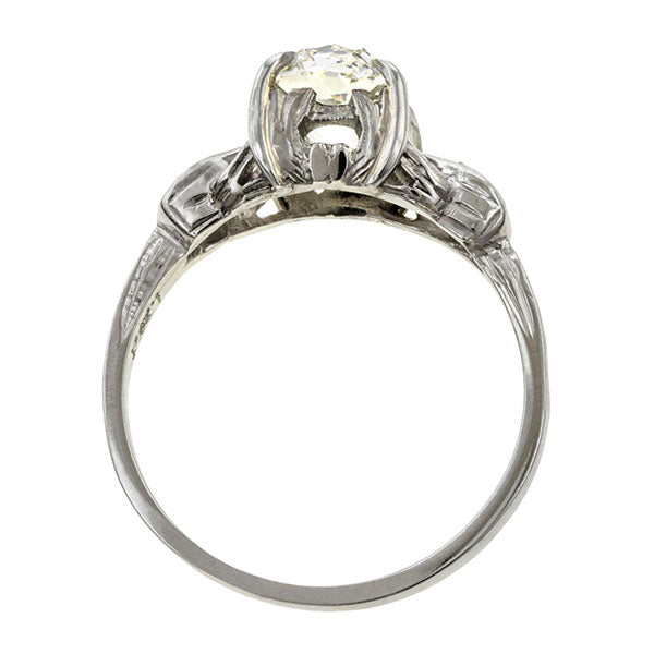 Art Deco Diamond Engagement Ring, Cushion cut 1.20ct.