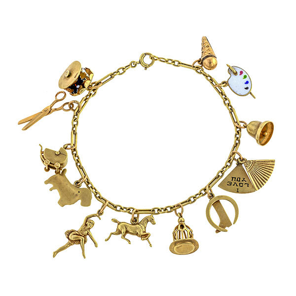 Vintage Charm Bracelet with Movable Charms - Main Image