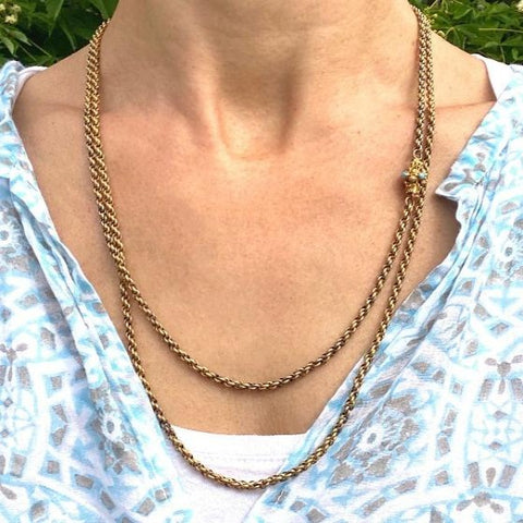 Georgian Textured Gold Link Rope Chain from Doyle and Doyle 108329N