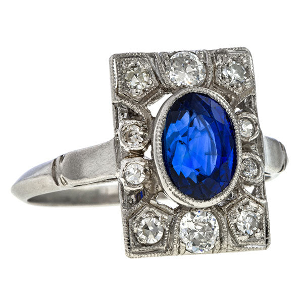 Art Deco Sapphire & Diamond Ring sold by Doyle & Doyle vintage and antique jewelry boutique.