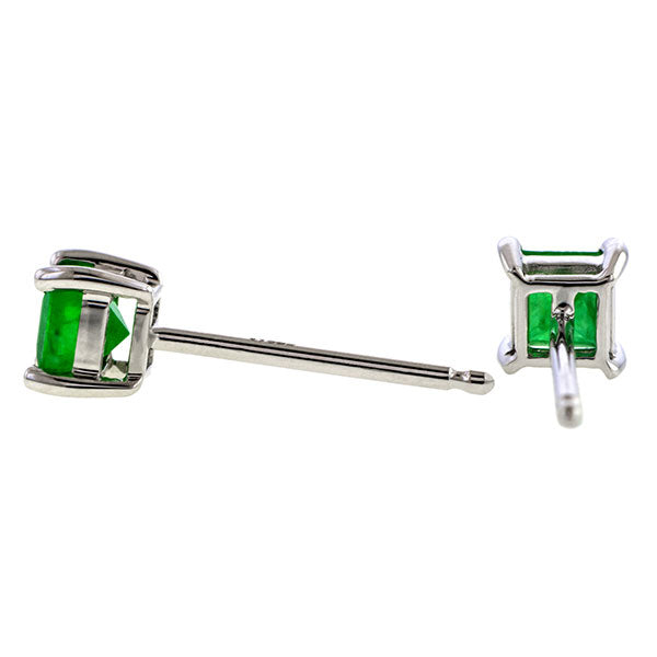 Square Emerald Stud Earrings sold by Doyle & Doyle vintage and antique jewelry boutique.