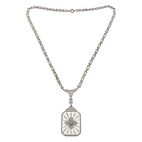 Art Deco Diamond & Rock Crystal Necklace sold by Doyle and Doyle an antique and vintage jewelry boutique