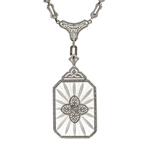 Art Deco Diamond & Rock Crystal Necklace sold by Doyle and Doyle an antique and vintage jewelry boutique