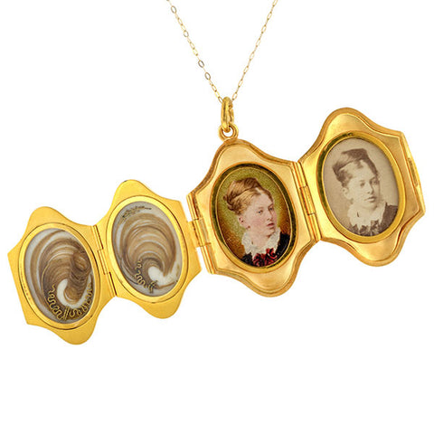 Victorian Multipage Locket Pendant sold by Doyle and Doyle an antique and vintage jewelry boutique.