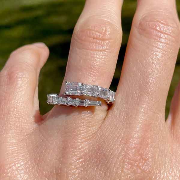 Emerald Cut Diamond Bypass Ring sold by Doyle and Doyle an antique and vintage jewelry boutique