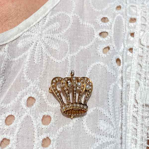 Antique Pearl Crown Pin