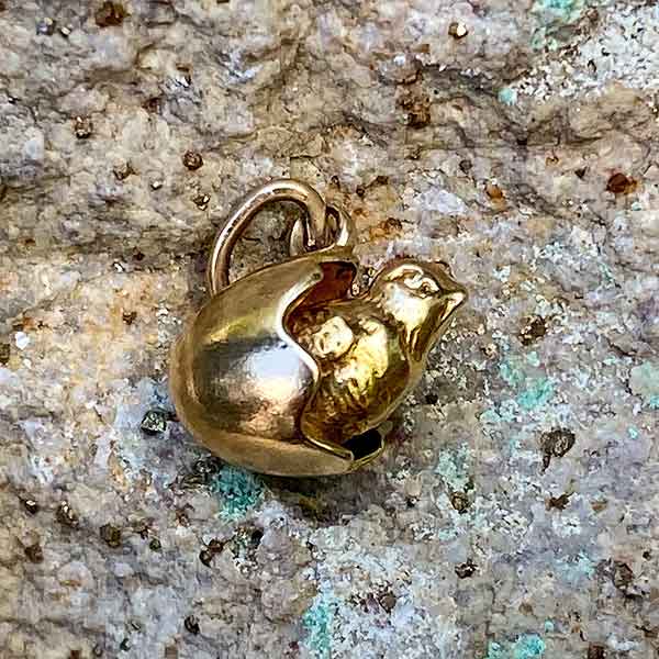Antique Egg & Bird Charm sold by Doyle and Doyle an antique and vintage jewelry boutique