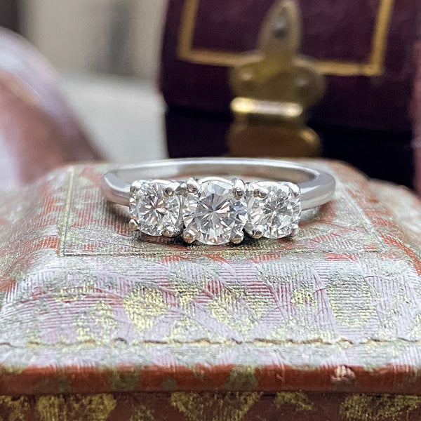 Vintage Three Diamond Ring sold by Doyle and Doyle an antique and vintage jewelry boutique