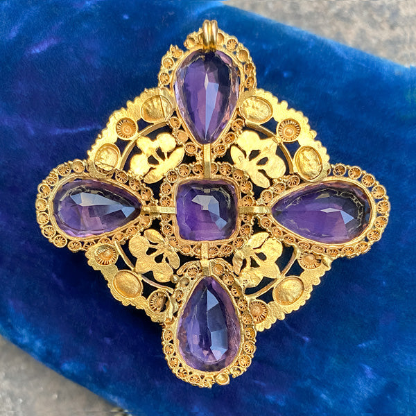 Antique Amethyst Cannetille Pendant