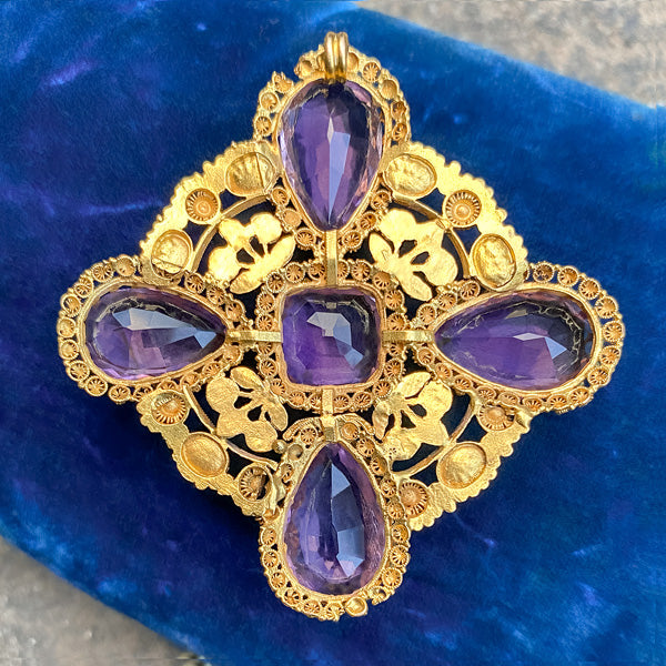 Amethyst Cannetille Pendant sold by Doyle and Doyle an antique and vintage jewelry boutique