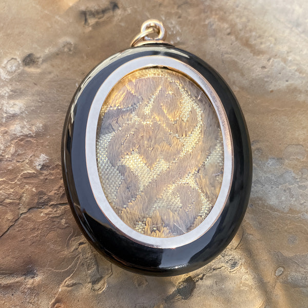 Large Black Onyx Victorian Locket Pendant Necklace