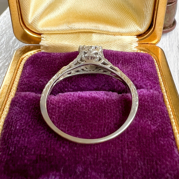 Vintage Filigree Diamond Solitaire Engagement Ring, from Doyle & Doyle an antique and vintage jewelry boutique