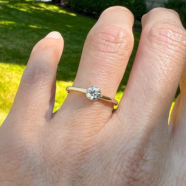 Vintage Bezel Set Engagement Ring, Old Euro