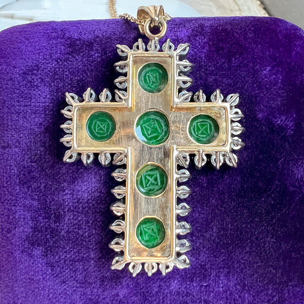 Vintage Jade & Diamond Cross sold by Doyle and Doyle an antique and vintage jewelry boutique