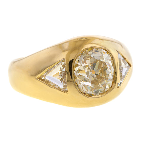 Vintage Gypsy Set Yellow Diamond Ring, Old Mine 2.85 sold by Doyle and Doyle an antique and vintage jewelry boutique