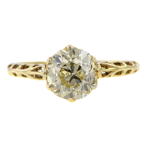 Vintage Filigree Engagement Ring, Cushion 1.50ct. sold by Doyle and Doyle an antique and vintage jewelry boutique