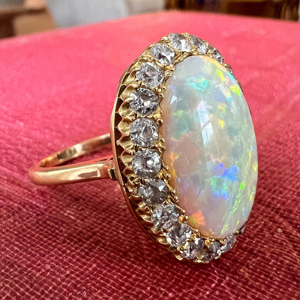 Antique opal ring with diamonds Clearance