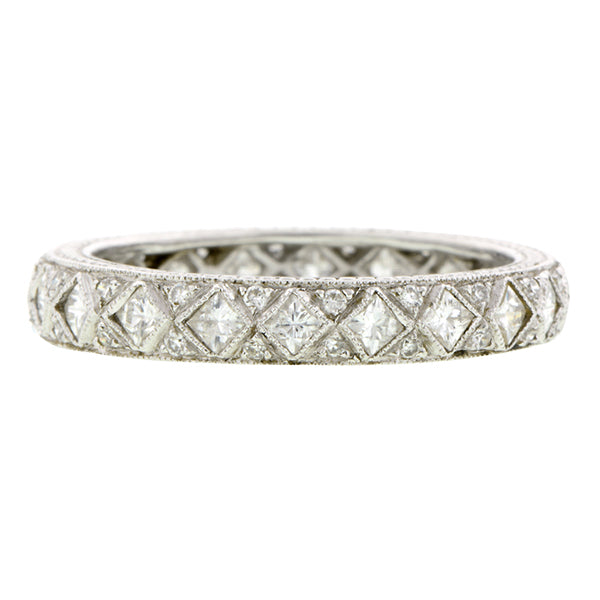 French Cut Round Diamond Eternity Wedding Band Ring, Platinum