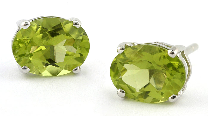 Oval Peridot Stud Earrings